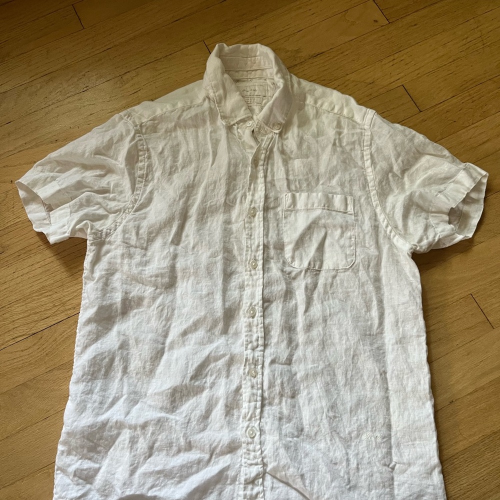 White Casual linen Button Down Shirt